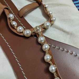 Tory Burch Emmy Pearl Sandal Tan